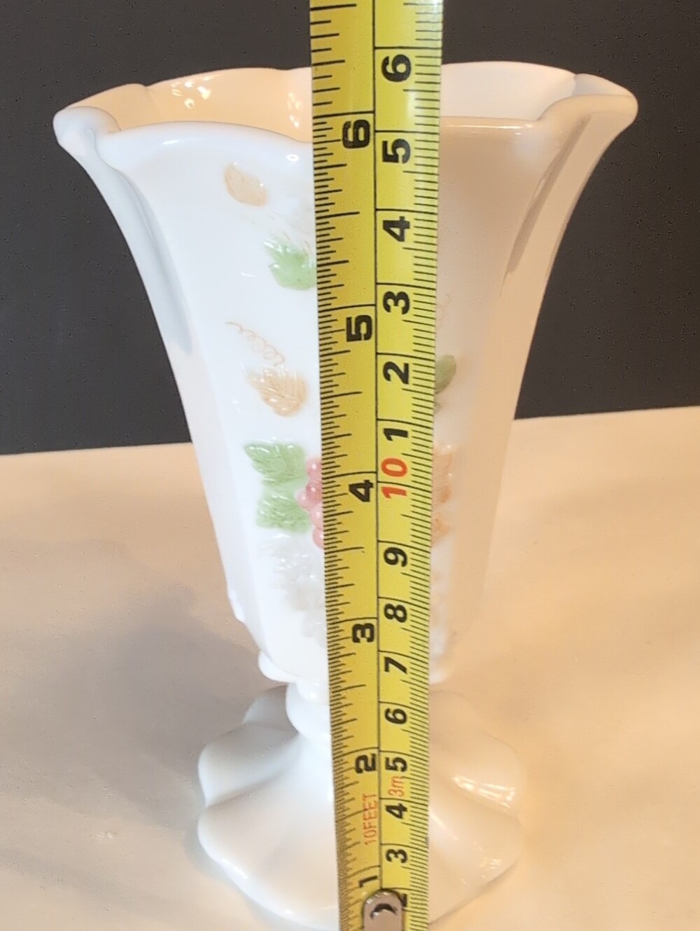 Vintage Westmoreland Paneled Grape Milk Glass Fluted Pedestal Vase - Picture 4 of 5